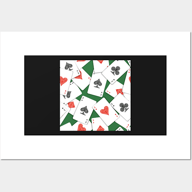 Playing Cards on Green Table Seamless Pattern Wall Art by devaleta